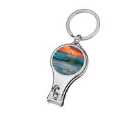 Ocean Waves at Sunset Nail Clippers Sharp Sturdy Fingernail Cutters with Bottle Opener Keychain