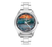 Ocean Waves at Sunset Quartz Watch Stainless Steel Wrist Watches for Men Women Easy to Read
