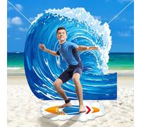 Ocean Waves Backdrop Tropical Summer Sea Wave Backdrop Banner Surfboard Shaped Rug Surfing Wave Water Sport Photography Background for Surfing Birthday Party Photo Booth Props Wall Decor 6.6x6.4ft