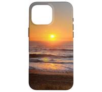 Ocean Waves Beach Theme Sunrise Phone Case Orange Hue Case for iPhone 16 Pro Max