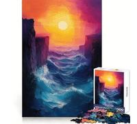 Ocean Waves Between Cliffs at Sunset 1000 Piece Jigsaw Puzzles for Teenagers Jigsaw Logic Ability Toy Soft Relax Accurate Cut Cherished Gift (38x26cm)