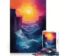 Ocean Waves Between Cliffs at Sunset Hard Jigsaw Puzzle for Adults 1000 Pieces Solid Logic Toy Simple Fun Precision Cut (50x75cm)
