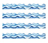 Ocean Waves Bulletin Board Borders 3 x 11 Inch Summer & Back to School Theme Party Classroom Decorations,30 Pcs