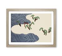 Ocean Waves By Kamisaka Sekka Asian Painting Framed Print | A4 Oak Framed Wall Art | Ready to Hang | Asian Nautical Picture | Living Room Bedroom Lounge Office