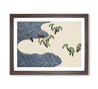 Ocean Waves By Kamisaka Sekka Asian Painting Framed Print | A4 Walnut Framed Wall Art | Ready to Hang | Asian Nautical Picture | Living Room Bedroom Lounge Office