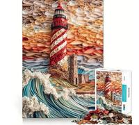 Ocean Waves by Lighthouse Jigsaw Puzzle for Adults 1000 Pieces Boost Recall Leisure Fun Accurate Edge Lovely Present (50x75cm)