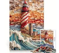 Ocean Waves by Lighthouse Jigsaw Puzzles for Adults 1000 Pieces Brain Workout Toy Relaxing Fun Art Assembly (38x26cm)