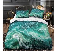 Ocean Waves Comforter Cover 3D Print Hypoallergenic 3PCs Bed Linen Hidden Zipper Dynamic Turbulent Quilt Cover Extra Soft All Season for Teens Youth Adults Women Kids Boys Double（200x200cm）