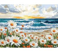 Ocean Waves Diamond Art Kits Adults, 5D Diamond Painting Flowers Pattern, DIY Full Drill Gem Crystal Arts and Cafts for Adults, Rhinestone Embroidery Kit for Beginner, Home Decor 24x32 Inch -hcw2509J9