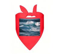Ocean Waves Dog Bandana Cute Soft Triangle Bibs Washable Kerchief Adjustable Dog Scarf Puppy Neckerchief Stylish Handkerchief Pet Bandana Pet Scarfs for Small Dogs Cat Pet Red-Style