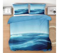 Ocean Waves Double Duvet Cover Set, 3D Blue Sky Printed Bedding Set Reversible 3 Piece 200x200 cm with 2 Pillowcases, Hypoallergenic Soft Quilt Cover With Zipper Closure