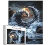 Ocean Waves Form a yin-yang Diagram 1000 Piece Jigsaw Puzzles for Adults Island Background Jigsaw Puzzle Colorful DIY Puzzles for Home Decoration Gifts Family Puzzle Perfect for Game Nights 50×70cm