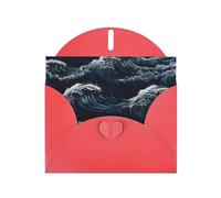 Ocean Waves in Blue Print Shimmer Blank Greeting Cards with Envelopes, Elegant DIY Invitations,Thank You Notes