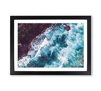Ocean Waves in Wollongong Australia Painting Framed Print | A2 Black Framed Wall Art | Ready to Hang | Modern Nautical Picture | Living Room Bedroom Lounge Office