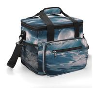 Ocean Waves Insulated Lunch Box Portable Cooler Bag Extra Large Lunch Bag Lunch Cooler Leakproof Ice Chest Thermal Cooler Shopping Bags for Beach, Picnic, Camping, Shopping