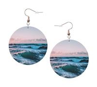 Ocean Waves Leather Round Earrings Daily Accessories Working At Work Women'S Fashion