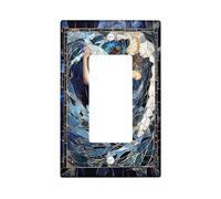 Ocean Waves Light Switch Cover Plate, Deep Blue Mermaid Design for Coastal Decor, Mosaic Art Style, Perfect for Home Accents Single Rocker