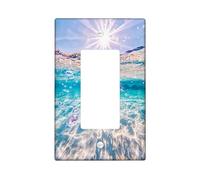 Ocean Waves Light Switch Cover Plate/Outlet Covers, Aqua Blue Water Design for Beach Decor, Thermoplastic Wall Plates, Standard Size Single Rocker