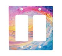Ocean Waves Light Switch Cover Plates/Outlet Covers, Peach and Blue Coastal Sunset for Home Decor, Thermoplastic Wall Plates, Standard Size Double Rocker