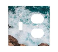 Ocean Waves Light Switch Cover Plates/Outlet Covers, Teal Coastal Design for Beach Decor, Thermoplastic Wall Plates, Standard Size Toggle Duplex