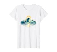 Ocean Waves Moonlight Seascape Coastal Nature Marine Water Value Graphic T-Shirt, Women, White, M