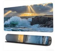 Ocean Waves Mouse Pad 1600 x 800 x 3 mm XXL Desk Mat IslMouse Mat, Extended Japanese Mousepad, Large Desk Pad with Non-Slip Base Stitched Edge Office Accessories for Gaming Work Laptop, Model424