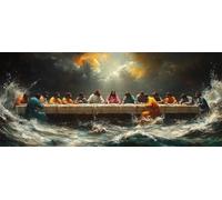 Ocean Waves Paint by Numbers for Adults, The Last Supper Adult Paint by Numbers Canvas Kits, Painting Kits with Brushes and Acrylic, DIY Color Oil Painting for Beginners, Girl for Gift, 24x12in 1-3335