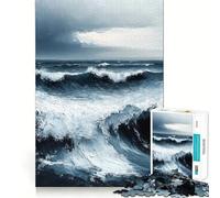 Ocean Waves Painting 1000 Piece Jigsaw Puzzles for Adults Jigsaw Enhance Memory Gentle Leisure Firm Cut (50x75cm)