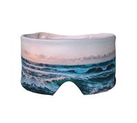 Ocean Waves Print Sleep Eye and Ear Muffs Mask - Adjustable Yoga Travel Headband, Keep Warm Shading Comfortable Aid