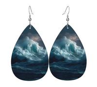 Ocean Waves Printed Drop-Shaped Silver Plated Earrings Are Fashionable And Lightweight. Suitable For Various Occasions And Daily Wear