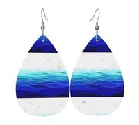 Ocean Waves Sailboat With Birds Maritime Gift Earrings For Women, Teardrop Shape Dangle Earrings, Fashion-Forward Drop Jewelry For Daily Wear