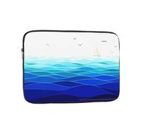 Ocean Waves Sailboat with Birds Maritime Pattern 17 inch laptop bag, inner protective sleeve, portable and suitable for business trips or travel