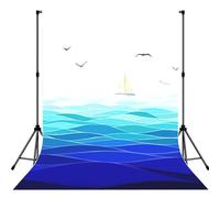 Ocean Waves Sailboat with Birds Maritime Print Backdrop Background for Photography Portrait Photoshoot,Photo Studio Prop and Party