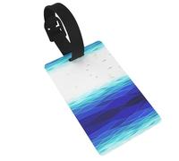 Ocean Waves Sailboat with Birds Maritime Print Bag Tags for Luggage, Waterproof PVC Travel Tags for Suitcases Travel Bag Tag with Name Label