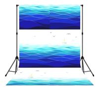 Ocean Waves Sailboat with Birds Maritime Printed Photo Background, Seamless Matte Fabric for Shoots, Professional Studio Wall Banner