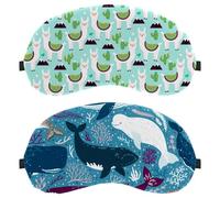 Ocean Whale Blue 2 Piece Eye Mask, Sleeping Eye Mask for Side Sleeper, Zero Eye Pressure Night Blindfold, Adjustable Sleep Cover, Completely Block Out Light Eye Shade