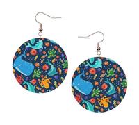 Ocean Whale Fish Octopus Leather Round Earrings Daily Accessories Working At Work Women'S Fashion