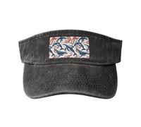 Ocean Whale Fish Octopus Print Outdoor Activities Washed Baseball Cap Vintage Classic Fashionable Hat for Sports Black