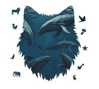 Ocean Whale Jigsaw Puzzle 175PCS Wolf Head Design Puzzle Wooden Jigsaw Puzzles for Adults Families