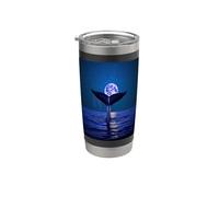 Ocean Whale, Whale Tail in the Moonlight Moon Stainless Steel Insulated Tumbler