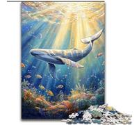 Ocean Whales JigsawPuzzle 1000 Pieces for Teenagers, Stress Reliever Staycation Kill Time with Matching Poster And Trivia Sheet (26x38cm)