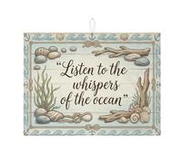 Ocean Whisper Dish Drying Mats for Kitchen Counter, Coastal Blue Nautical Absorbent Dish Drainer Rack Mat, Summer Beachy Microfiber Drying Pad for Kitchen Counter Decor 18x24 Inch