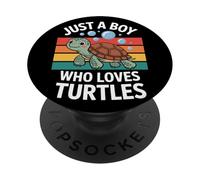 Ocean Wildlife Just A Boy Who Loves Turtles Boy's PopSockets Adhesive PopGrip