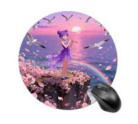 Ocean Wind Song Mouse Pad Round Laptop Mouse Mat Cute Computer Mousepad Keyboard Pad Non-Slip Desk Pads for Gaming Office Work Home