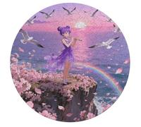 Ocean Wind Song Personalized Jigsaw Puzzles, 195Pcs Custom Wooden Jigsaw Puzzle Round Puzzle Gift Adult