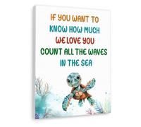 Ocean Wisdom Turtle Canvas - Inspirational “Sea Turtle Patience” Motivational Print, Nature Themed Wall Art for Kids Room & Classroom (Unframed,16x24inch(40x60cm))