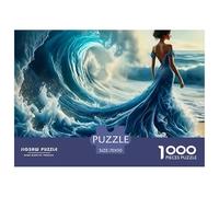 Ocean Woman Grace Jigsaw Puzzle 1000 Piece -Amusement Park Cute Fantasy World Puzzles for Adults Gifts Recycled Paper Educational Game Decompression70x50cm/1000pcs