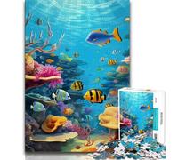 Ocean World Adult Jigsaw Puzzles 1000,Learning Educational Toys Family Games with Matching Poster And Trivia Sheet (38x26cm)