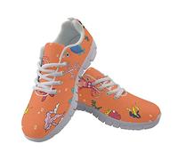 Ocean World Theme Women's Orange Casual Sneakers Ladies Mesh Tennis Sneaker Non Slip Lightweight Sports Running Trainers