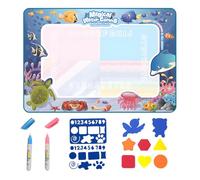 Ocean World Water Doodle Mat for Kids - 44x32 cm Reusable Mess-Free Drawing Mat with 8 EVA Stamps | Educational Toy for 2-6 Year Olds for Christmas & Birthdays